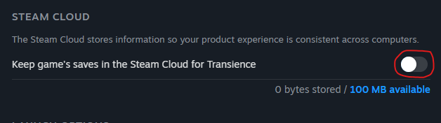 Steam Cloud setting
